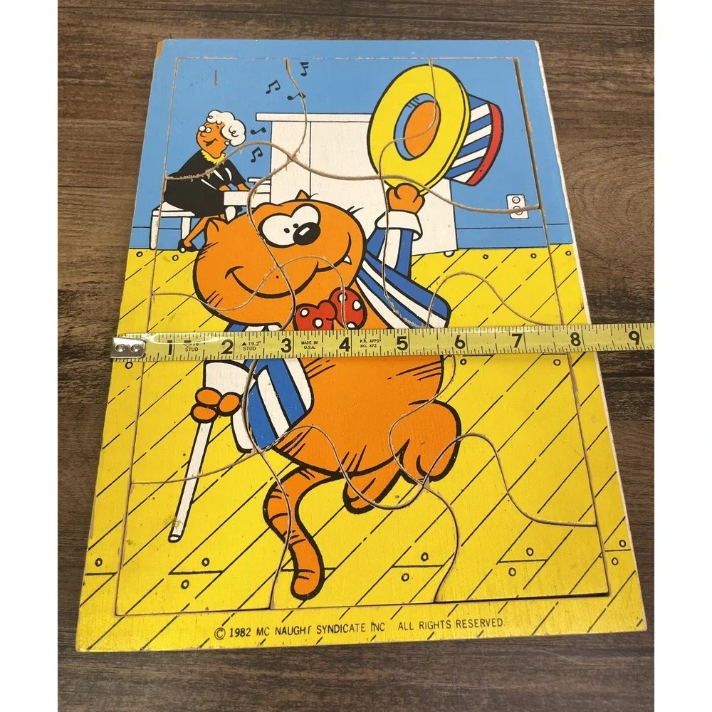 Vintage Wooden Puzzle Heathcliff the Cat Dancing Piano Dance Floor Top Hat